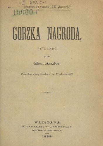 Gorzka nagroda. Powieść