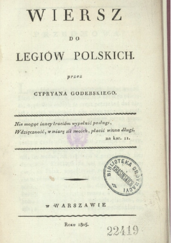 Wiersz do Legiów polskich