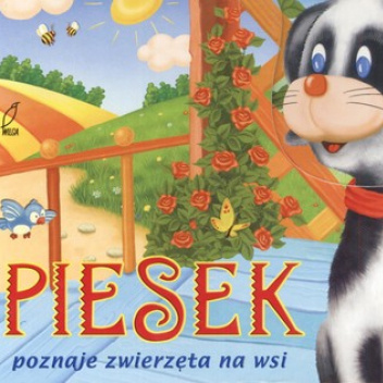Piesek poznaje zwierzęta na wsi