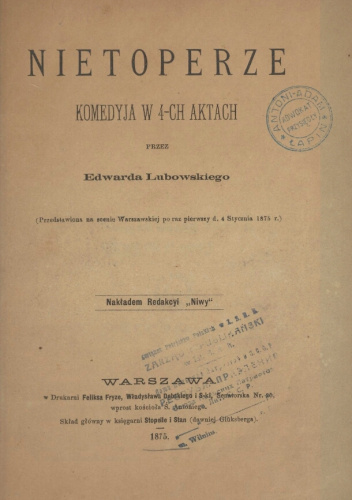 Nietoperze. Komedyja w 4-ch aktach