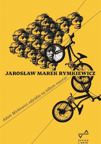 Adam Mickiewicz odjeżdża na żółtym rowerze