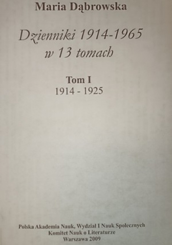 Dzienniki 1914-1965 w 13 tomach. Tom 1, 1914-1925