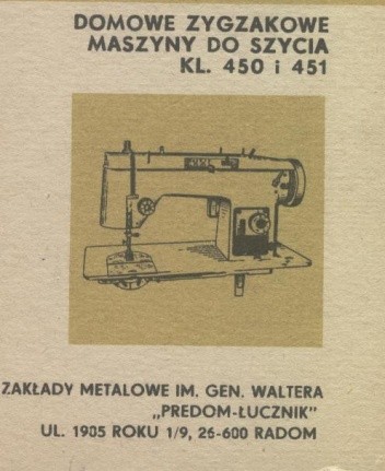 Domowe zygzakowe maszyny do szycia kl. 450 i 451