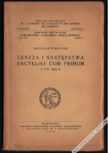 Geneza i następstwa encykliki Cum Primum z 9.VI.1832 r.