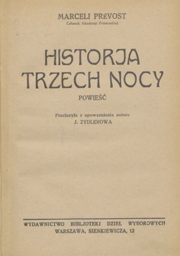Historja trzech nocy. Powieść
