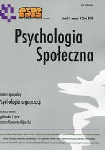 Psychologia Społeczna Tom 11 nr 1 (36) 2016