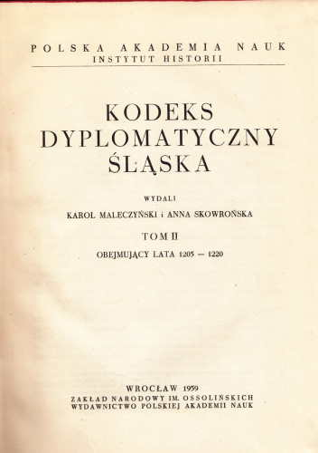 Kodeks Dyplomatyczny Śląska t. 2
