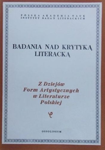 Badania nad krytyką literacką