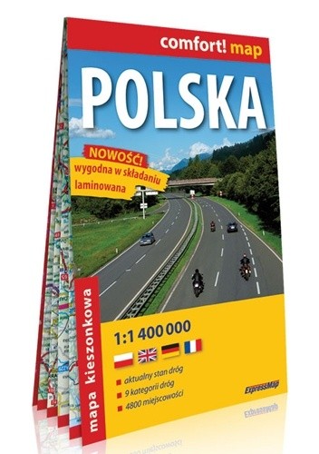 Polska; laminowana mapa samochodowa 1:1 000 000