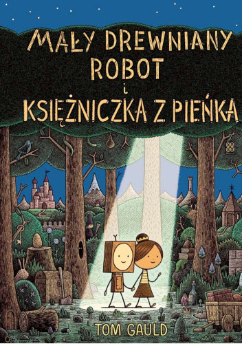 Mały drewniany robot i księżniczka z pieńka