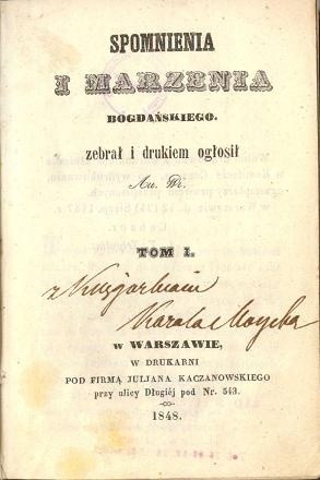 Wspomnienia i marzenia Bogdańskiego