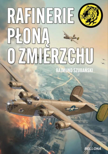 Rafinerie płoną o zmierzchu