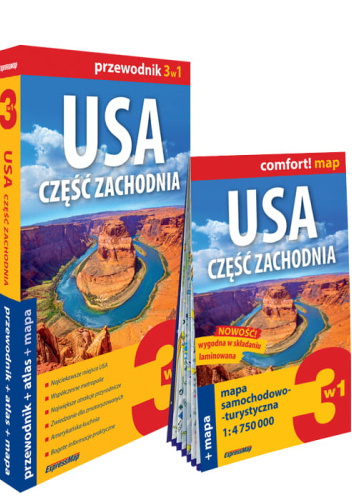 USA. Część zachodnia 3w1: przewodnik + atlas + mapa