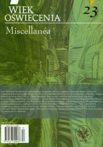 Wiek Oświecenia. Tom 23. Miscellanea