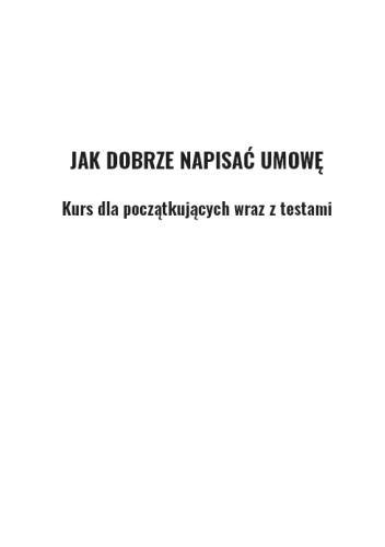 Jak dobrze napisać umowę