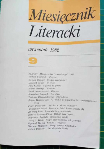 Miesięcznik Literacki nr 9(191) wrzesień 1982r.