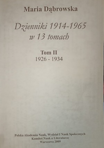 Dzienniki 1914-1965 w 13 tomach. Tom 2, 1926-1934