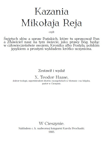 Postylla. Kazania Mikołaja Reja