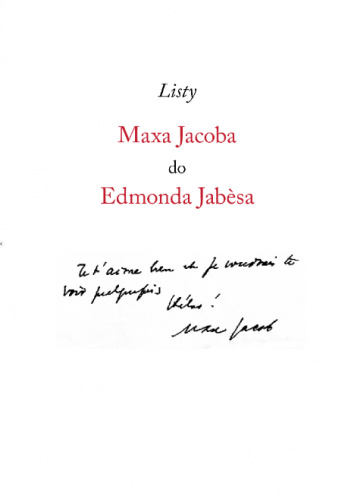 Listy Maxa Jacoba do Edmonda Jabèsa