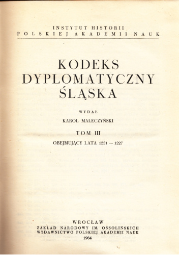 Kodeks Dyplomatyczny Śląska t. 3