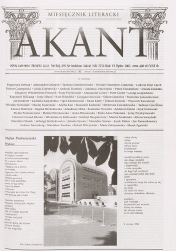 Akant. Miesięcznik literacki. Nr 7(72) Rok VI lipiec 2003