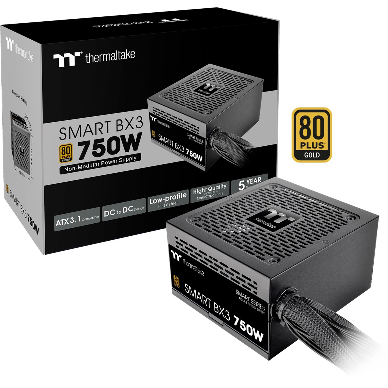 Thermaltake SMART BX3 750W, PC power supply (black, 2x PCIe, 750 watts)